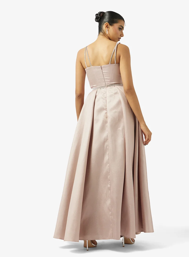 Akadia Fashion V-DRAPED BUST LACED TAFFETA DRESS